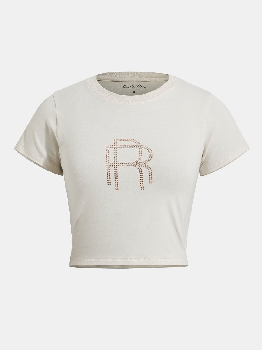 RR Logo Crop Tee - Beige - REAL n RARE