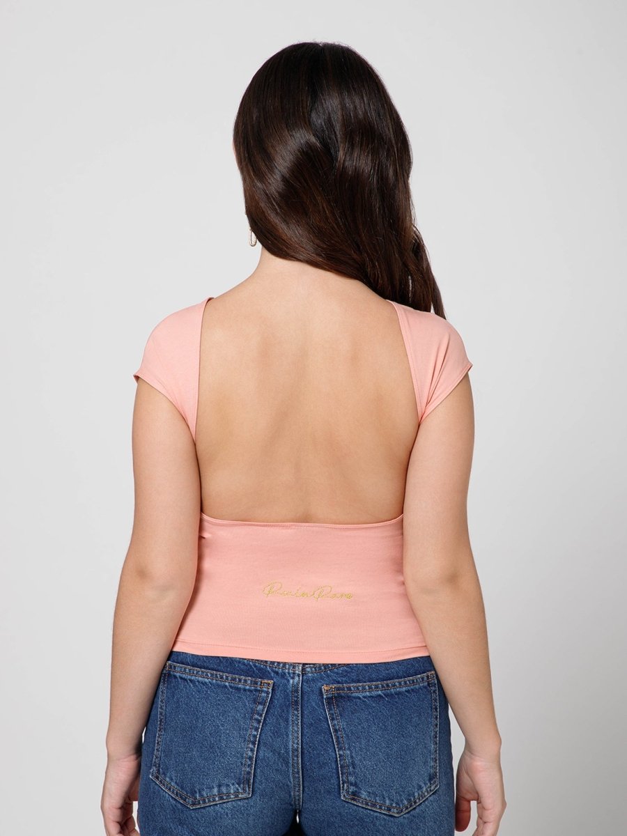 Salmon Pink Heartless Backless Top - REAL n RARE