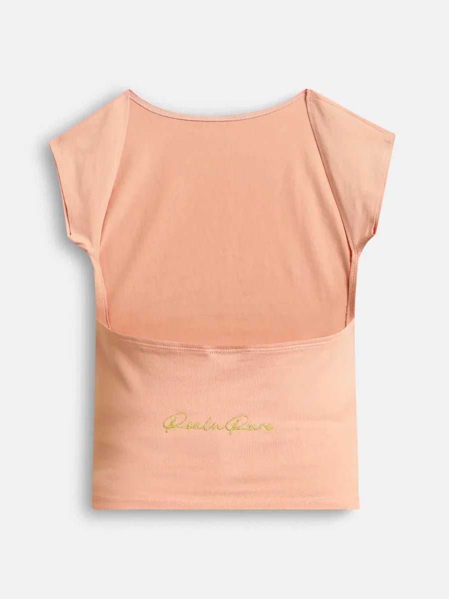 Salmon Pink Heartless Backless Top - REAL n RARE