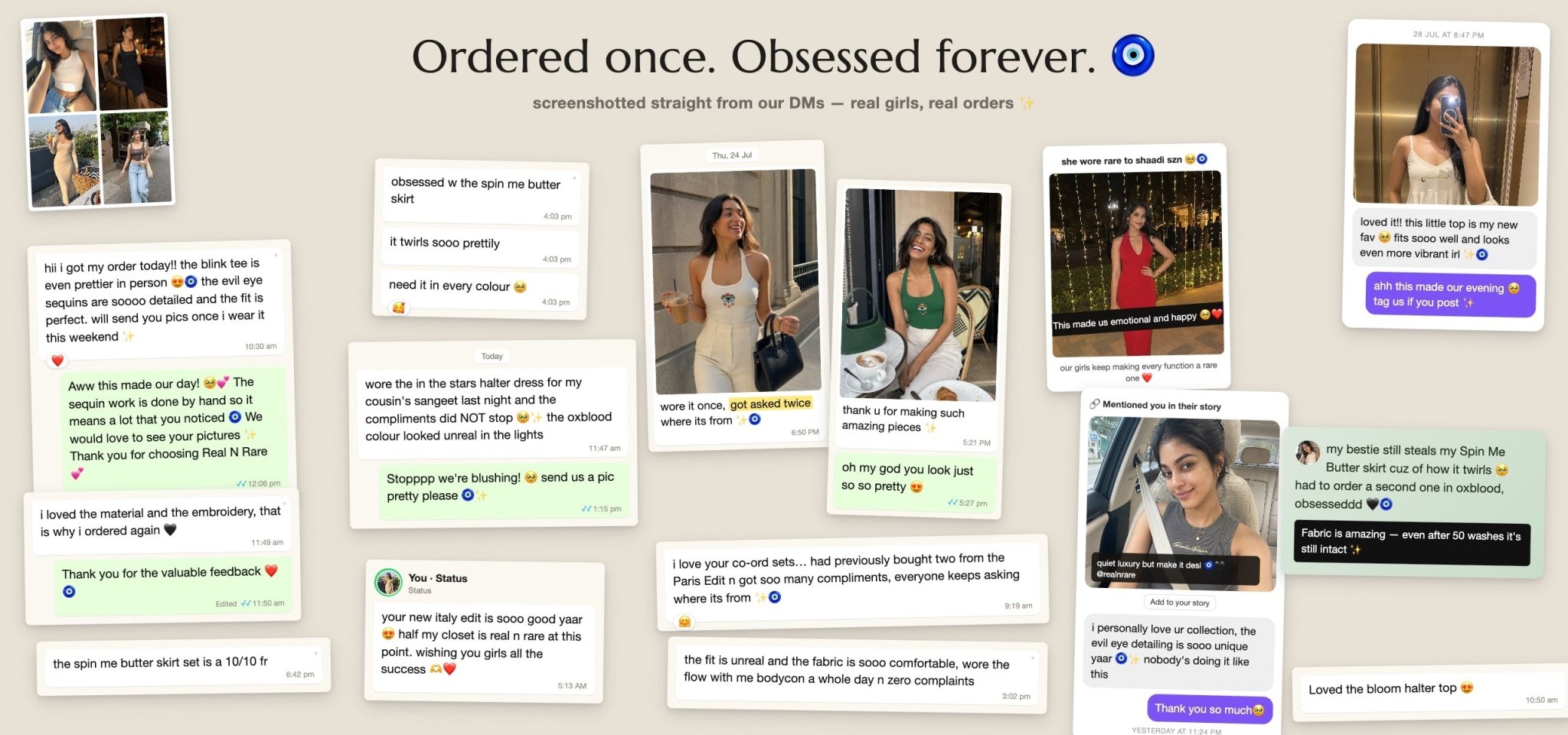 Real customer reviews of Real N Rare — WhatsApp and Instagram messages